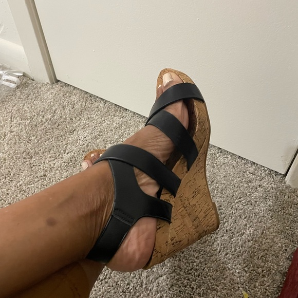 Diba black cork wedge shoes sz 6 1/2 - Picture 4 of 5